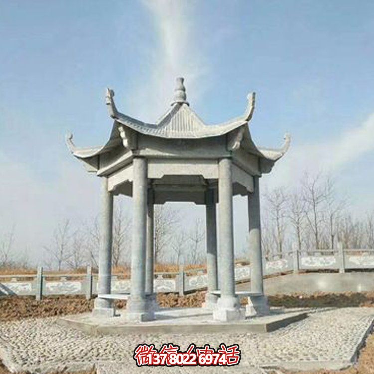 中式園林石亭恢復古樸，演繹雄偉