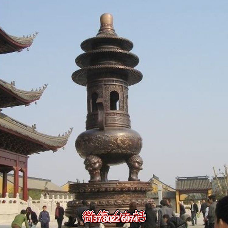 精美鑄銅大型寶蓋香爐，祈福燒香進寶