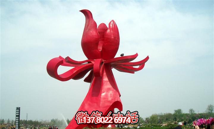 大型紅色不銹鋼雕塑紫荊花，給你的廣場(chǎng)帶來美景
