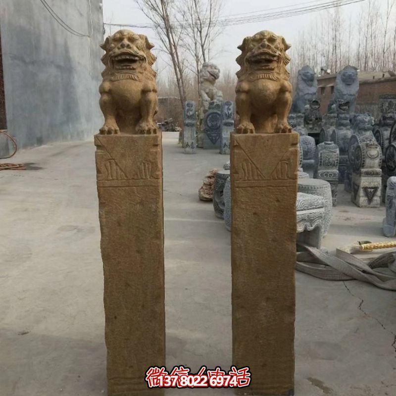 砂巖拴馬柱擺件，為你的寺廟門口增添優(yōu)雅氣息