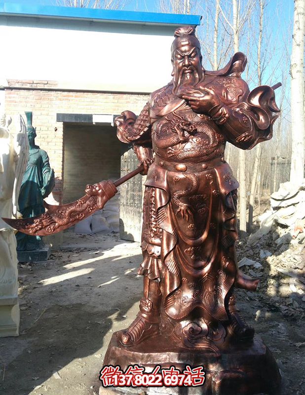 玻璃鋼仿銅景觀關(guān)公雕塑，大型戶外景區(qū)裝飾