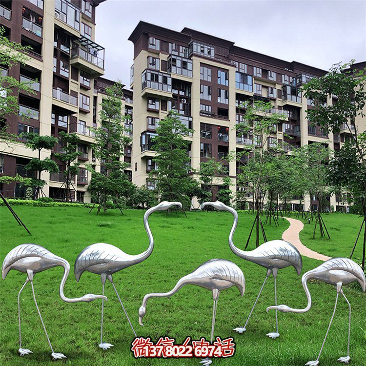 不銹鋼火烈鳥(niǎo)雕塑擺件