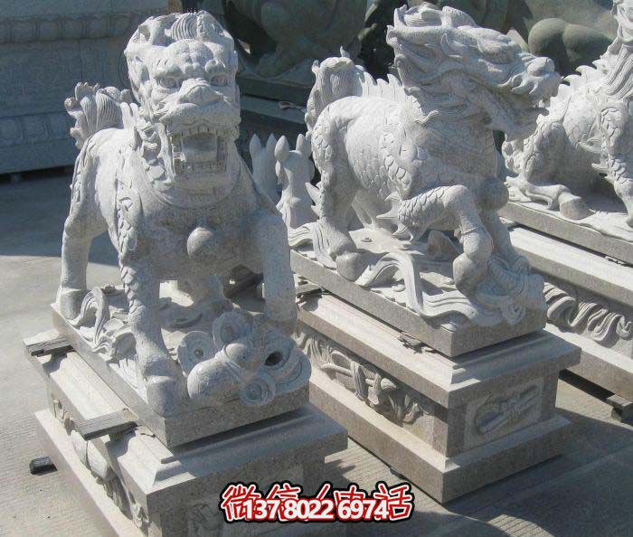 精美大理石石雕麒麟雕塑，一件精致的家居裝點品