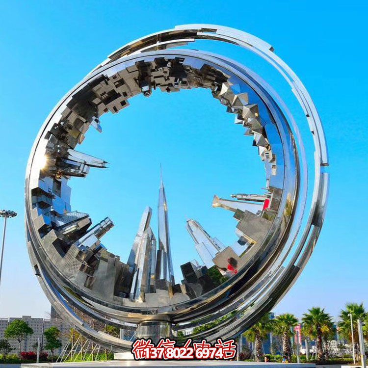 不銹鋼抽象齒輪雕塑，點綴園林景觀