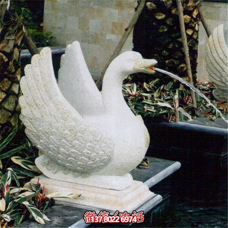 玻璃鋼雕塑噴水器，點(diǎn)亮公園白色天鵝