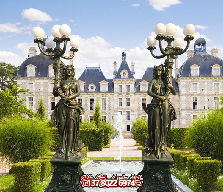 西方風(fēng)格別墅景觀裝飾，銅雕女性雕塑