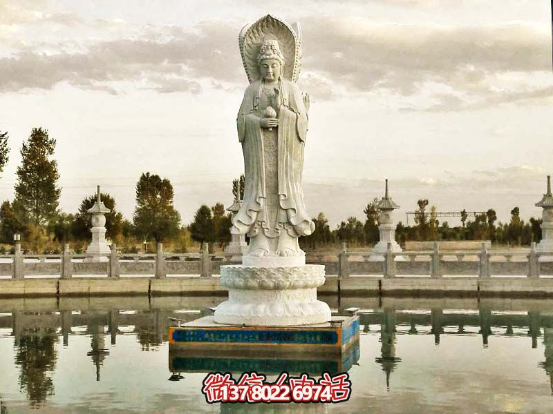 大型漢白玉石雕觀音雕塑，讓你的戶外景區(qū)更加完美