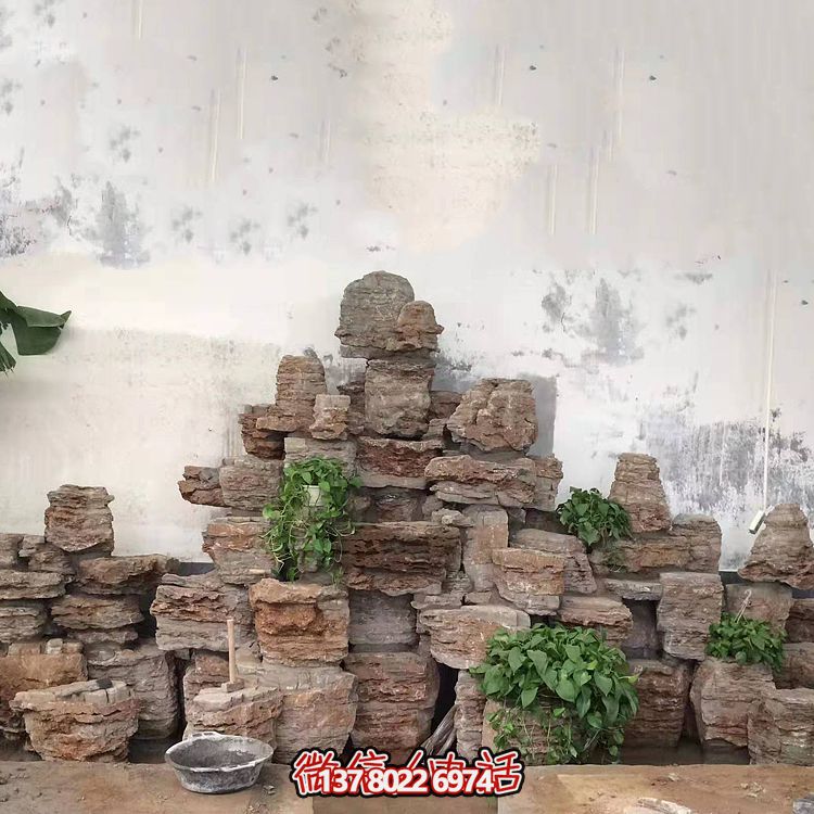 室內(nèi)景觀設計，精美石雕塑擺放奇石假山