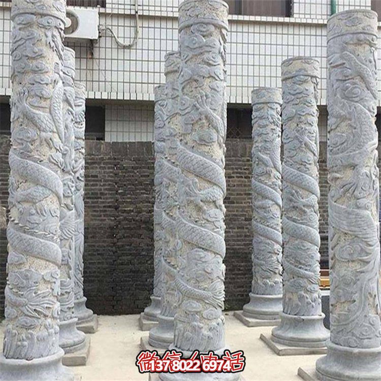 大理石石雕龍柱雕塑，美化戶外景觀