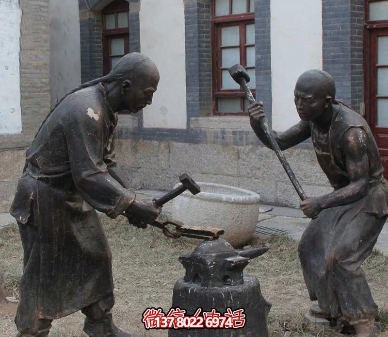 古人鑄造青銅雕塑，景觀美化擺放