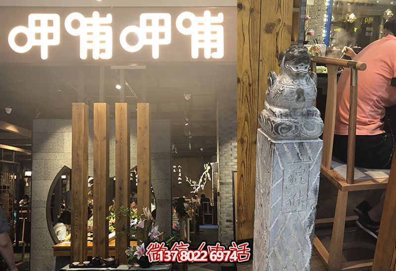 馬柱雕塑，為飯店室內(nèi)裝飾添彩