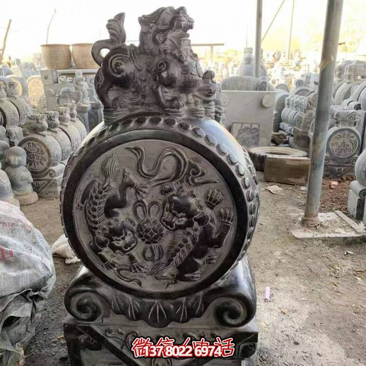 仿古青石石雕抱鼓雕塑，裝點(diǎn)庭院門(mén)口