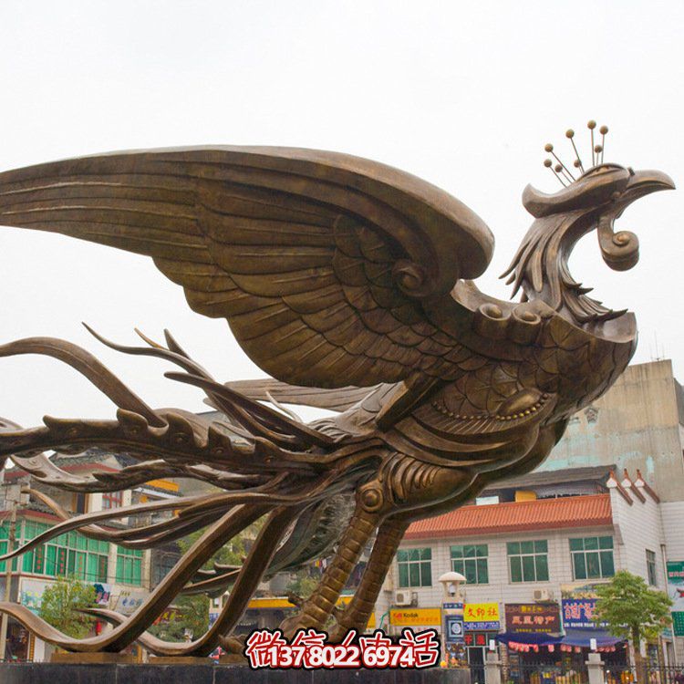 大型鳳凰銅雕擺件，增添廣場(chǎng)氣派
