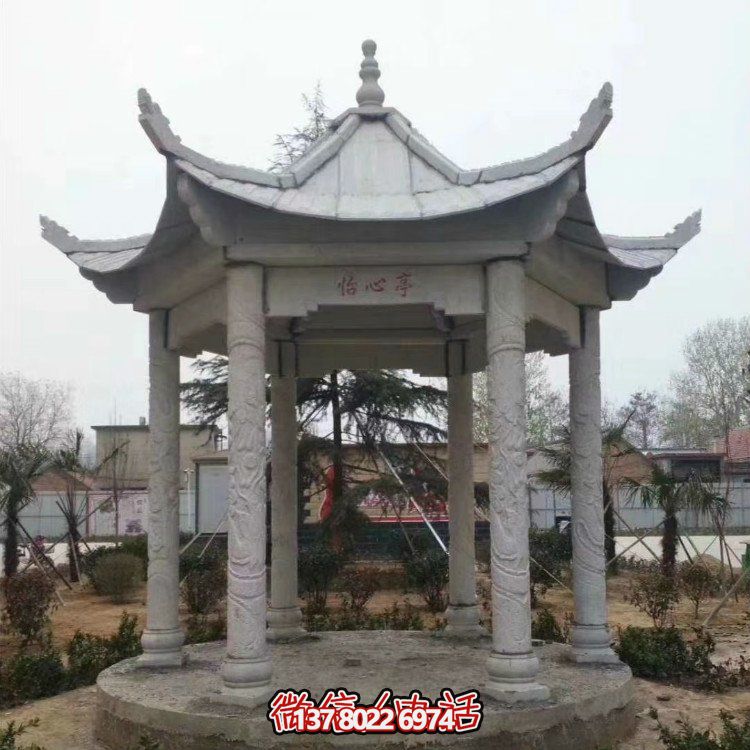 青石仿古石雕涼亭，營(yíng)造寧?kù)o田園風(fēng)情