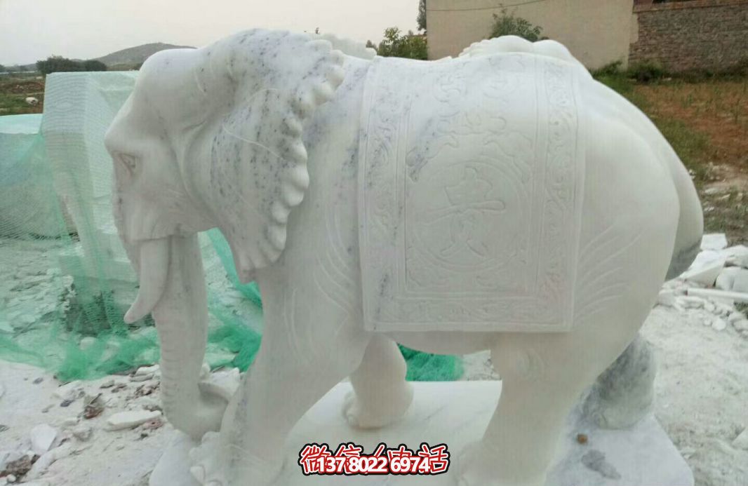 經(jīng)典漢白玉大象雕塑，戶外空間創(chuàng)意裝飾