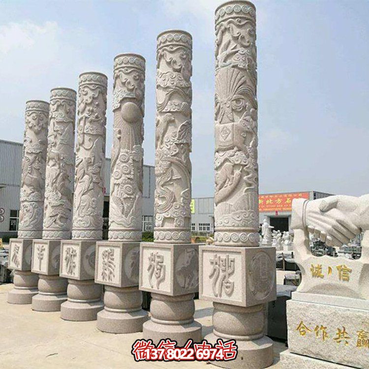大理石石雕龍柱，給你家戶外廣場帶來全新的裝飾效果