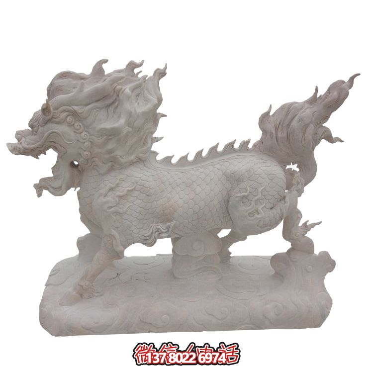 傳承漢白玉石雕麒麟雕塑，美化景區(qū)戶外環(huán)境