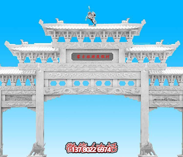 經典漢白玉雕塑，精致裝飾牌樓，為您的旅游景觀增添美感