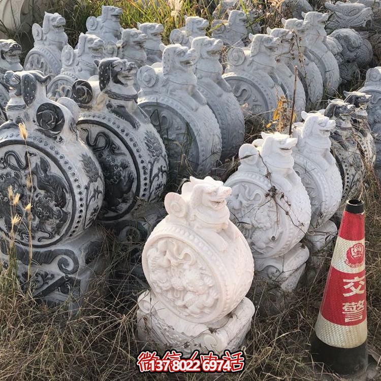 仿古青石獅子抱鼓石擺件，鎮(zhèn)宅庭院門口裝飾