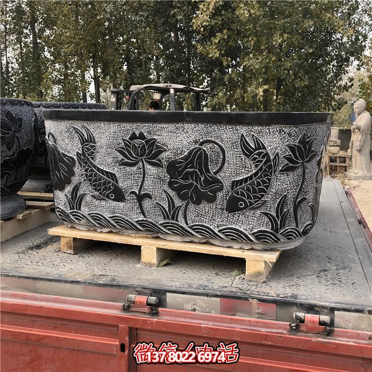 精美青石雕刻橢圓花盆，打造完美庭院戶外環(huán)境