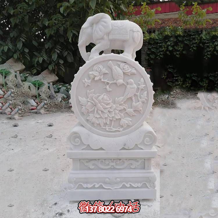 精美漢白玉大型庭院門(mén)口抱鼓石雕塑