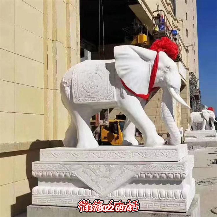 漢白玉石象雕塑，定制財神招風水神