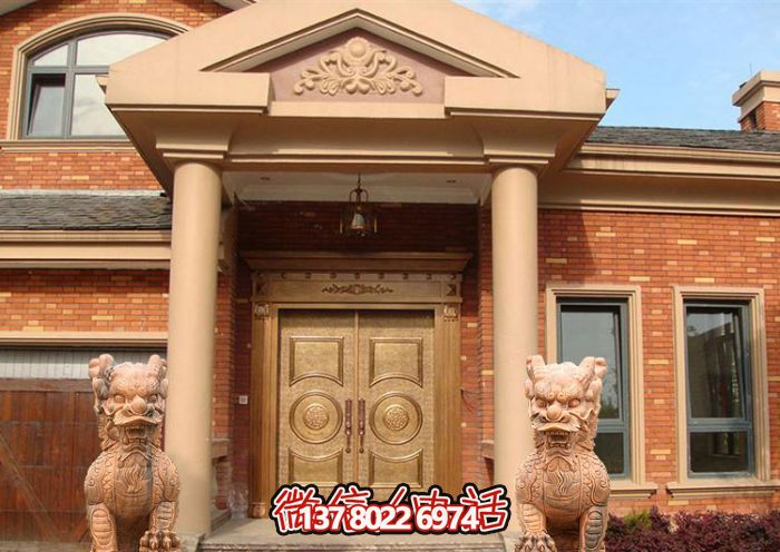 別墅景區(qū)門口大型景觀晚霞紅石雕麒麟雕塑 別墅景區(qū)門口大型景觀晚霞紅石雕麒麟雕塑