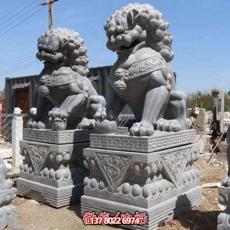 青石雕刻獅子門墩庭院中式鎮(zhèn)宅招財(cái)大型抱鼓石