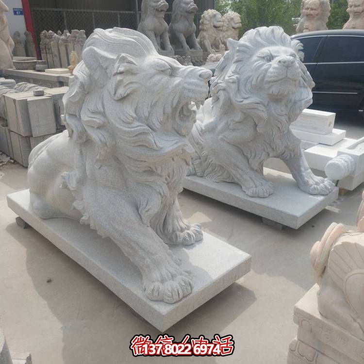大理石石雕創(chuàng)意景觀(guān)工廠(chǎng)企業(yè)鎮(zhèn)宅招財(cái)獅子雕塑