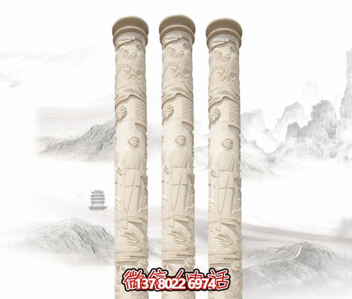 廣場(chǎng)人物景觀漢白玉石柱雕塑