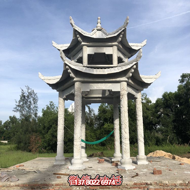 小區(qū)村莊戶外休息雙層青石涼亭