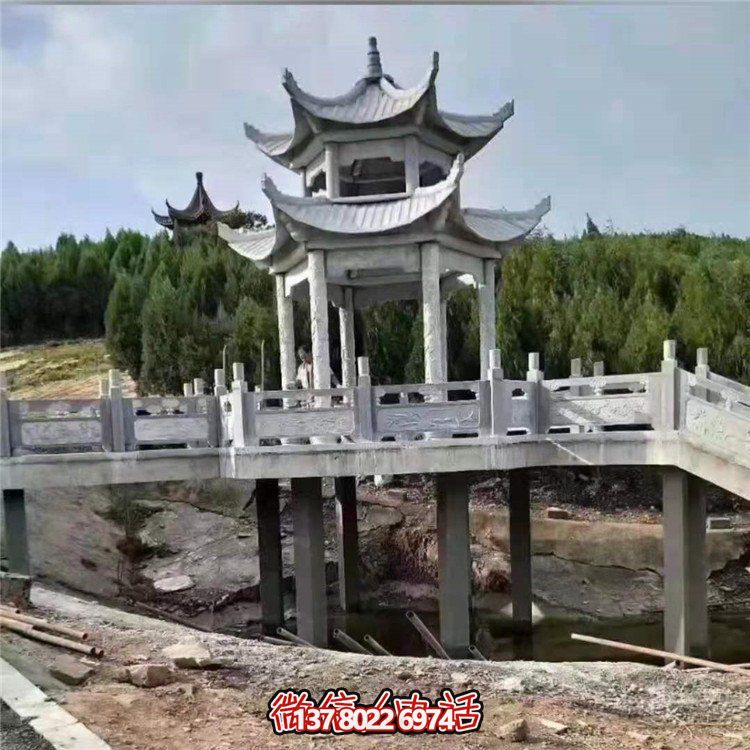 大理石青石雕刻中式園林二層涼亭景觀(guān)雕塑