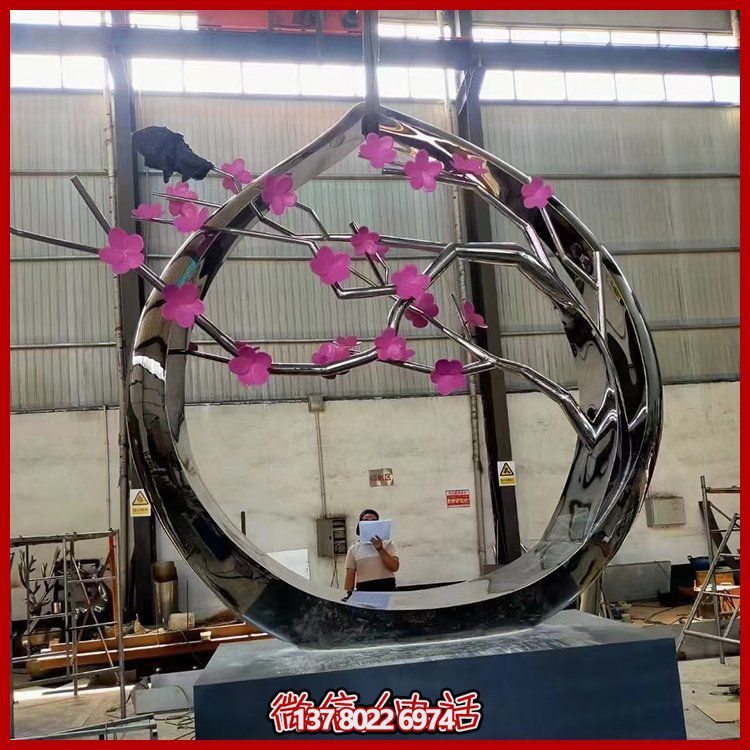 不銹鋼抽象戶外園林抽象創(chuàng)意樹(shù)枝圓環(huán)擺件