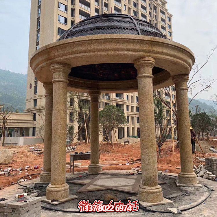 小區(qū)廣場擺放花崗巖羅馬柱歐石涼亭雕塑 小區(qū)廣場擺放花崗巖羅馬柱歐石涼亭雕塑