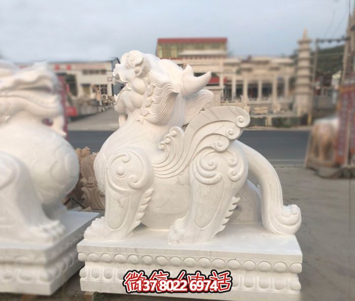 庭院別墅漢白玉石雕招財(cái)貔貅雕塑 庭院別墅漢白玉石雕招財(cái)貔貅雕塑