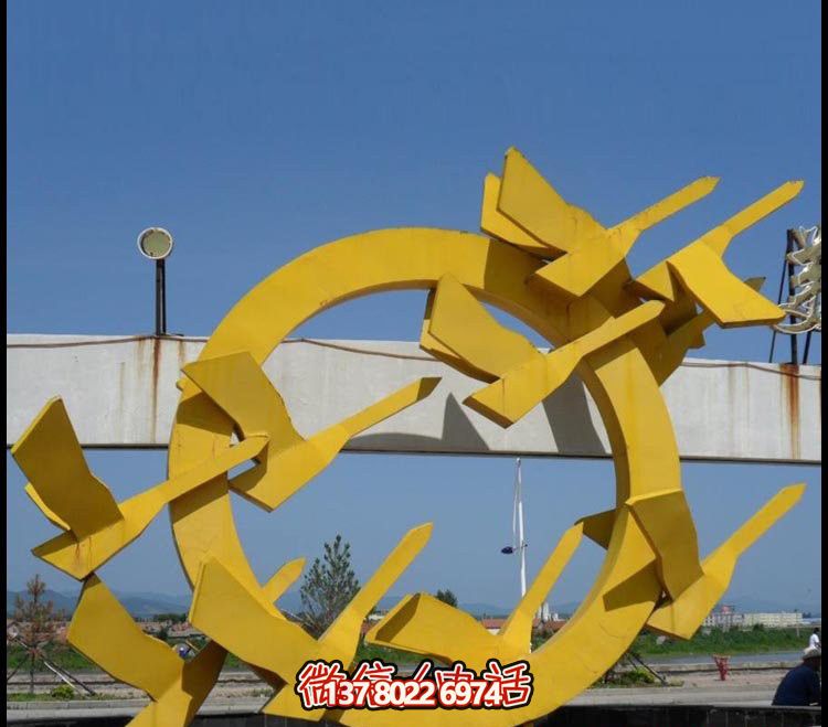 不銹鋼公園彩繪抽象大雁雕塑 不銹鋼公園彩繪抽象大雁雕塑