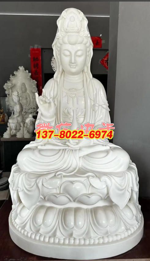 漢白玉石雕觀音景觀雕塑